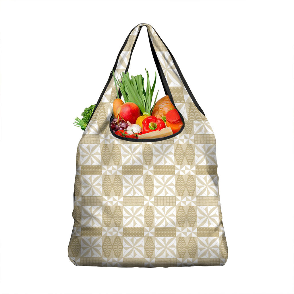 Beige Ngatu Pattern Malo e Lelei Tonga Grocery Bag