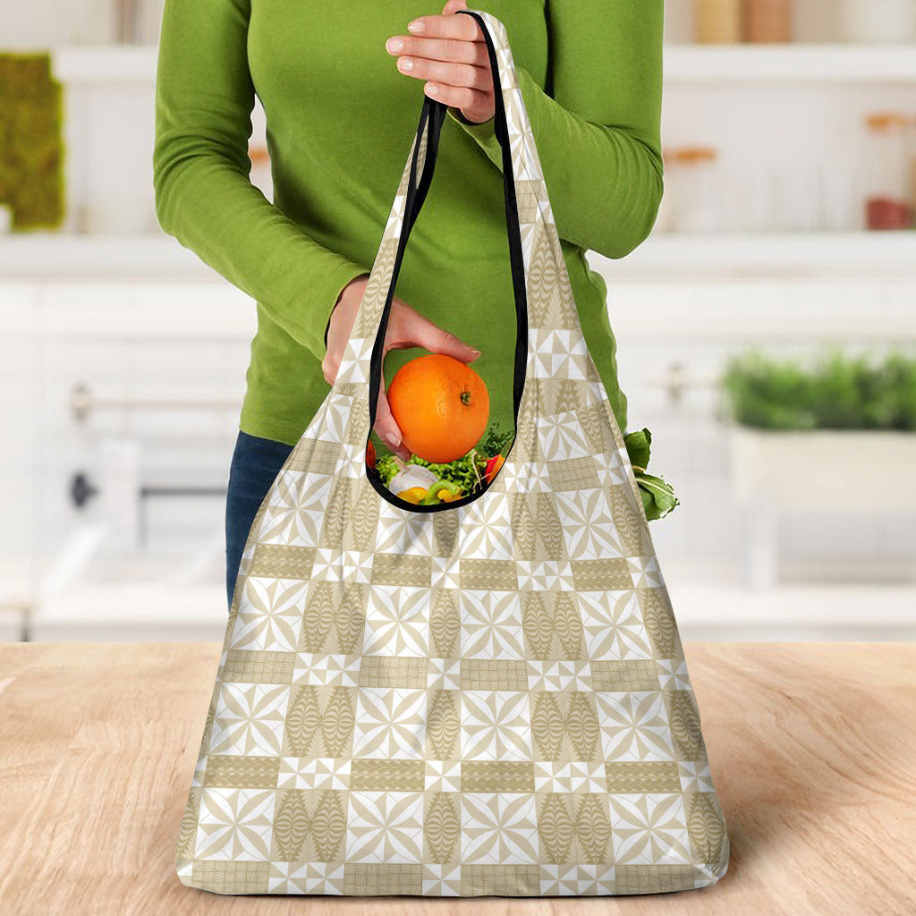 Beige Ngatu Pattern Malo e Lelei Tonga Grocery Bag