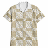 Beige Ngatu Pattern Malo e Lelei Tonga Hawaiian Shirt