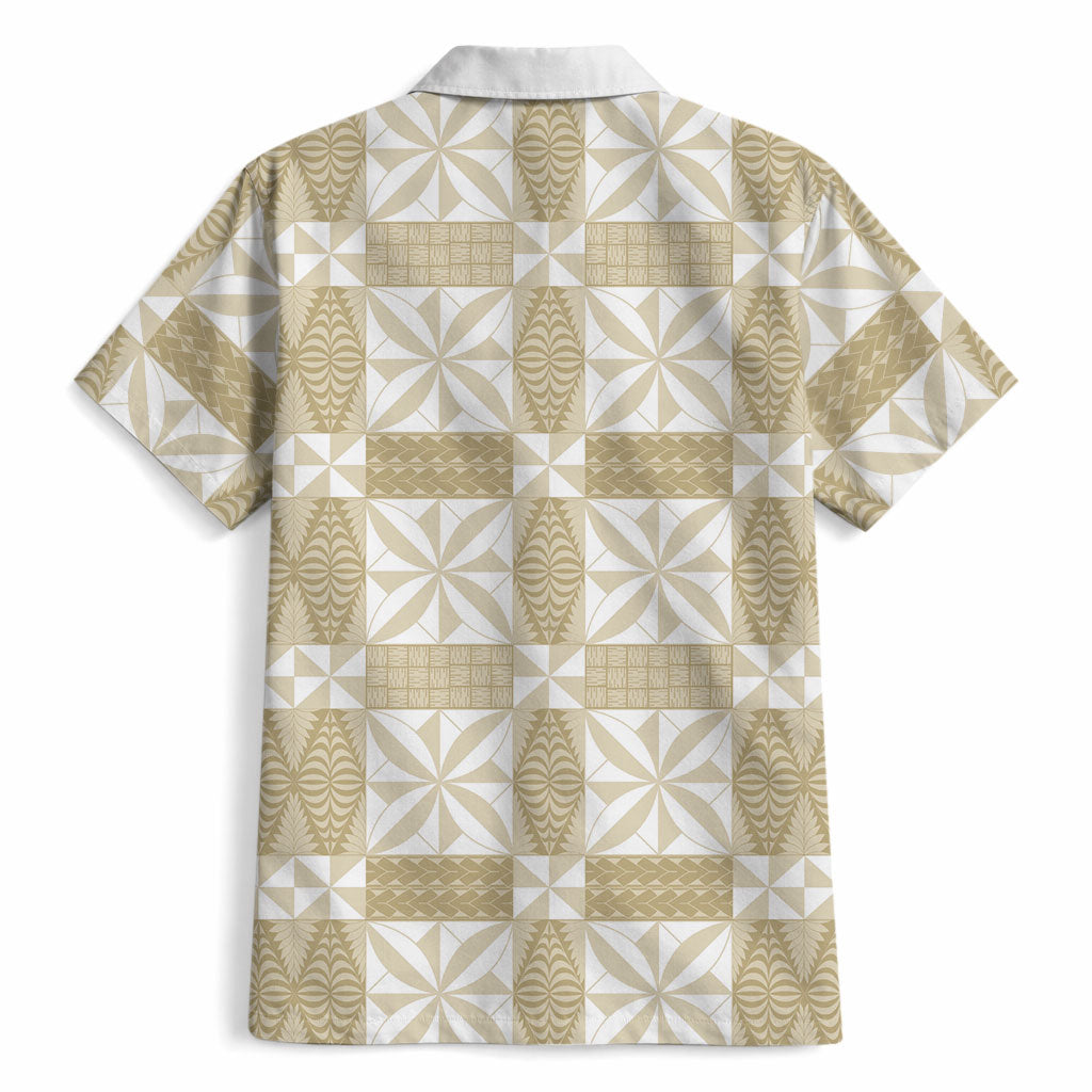 Beige Ngatu Pattern Malo e Lelei Tonga Hawaiian Shirt