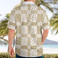 Beige Ngatu Pattern Malo e Lelei Tonga Hawaiian Shirt