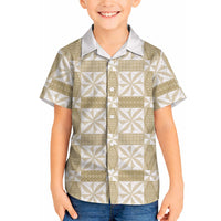 Beige Ngatu Pattern Malo e Lelei Tonga Hawaiian Shirt