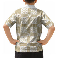 Beige Ngatu Pattern Malo e Lelei Tonga Hawaiian Shirt