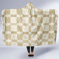 Beige Ngatu Pattern Malo e Lelei Tonga Hooded Blanket