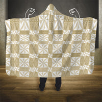 Beige Ngatu Pattern Malo e Lelei Tonga Hooded Blanket