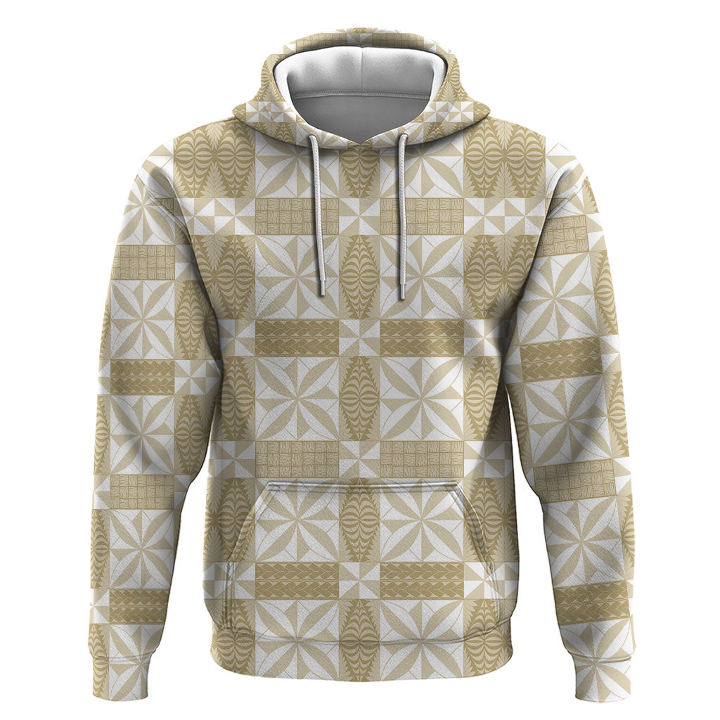 Beige Ngatu Pattern Malo e Lelei Tonga Hoodie