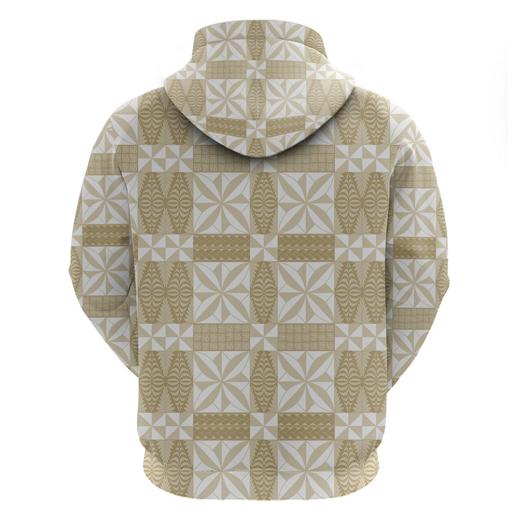 Beige Ngatu Pattern Malo e Lelei Tonga Hoodie