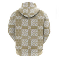 Beige Ngatu Pattern Malo e Lelei Tonga Hoodie