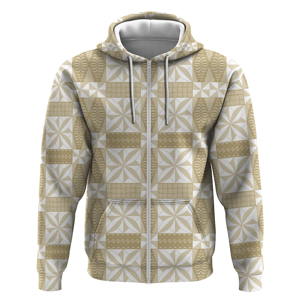 Beige Ngatu Pattern Malo e Lelei Tonga Hoodie