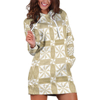 Beige Ngatu Pattern Malo e Lelei Tonga Hoodie Dress