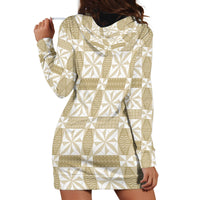 Beige Ngatu Pattern Malo e Lelei Tonga Hoodie Dress