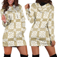 Beige Ngatu Pattern Malo e Lelei Tonga Hoodie Dress