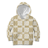 Beige Ngatu Pattern Malo e Lelei Tonga Kid Hoodie