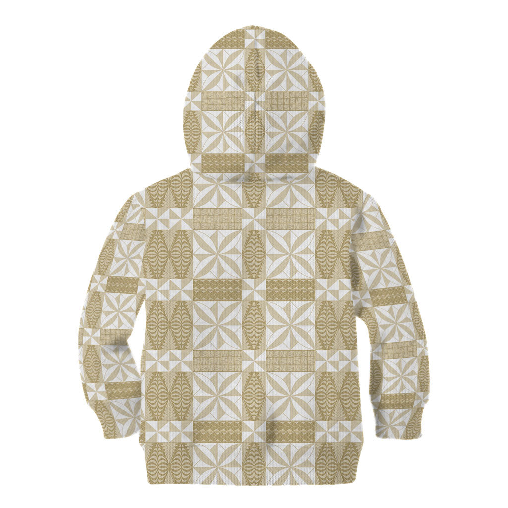 Beige Ngatu Pattern Malo e Lelei Tonga Kid Hoodie