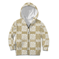 Beige Ngatu Pattern Malo e Lelei Tonga Kid Hoodie