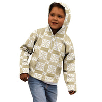 Beige Ngatu Pattern Malo e Lelei Tonga Kid Hoodie