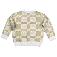 Beige Ngatu Pattern Malo e Lelei Tonga Kid Ugly Christmas Sweater