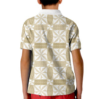 Beige Ngatu Pattern Malo e Lelei Tonga Kid Polo Shirt