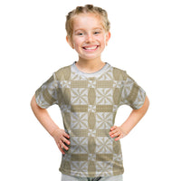 Beige Ngatu Pattern Malo e Lelei Tonga Kid T Shirt
