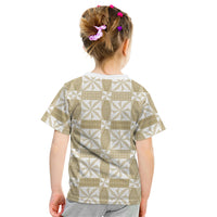 Beige Ngatu Pattern Malo e Lelei Tonga Kid T Shirt