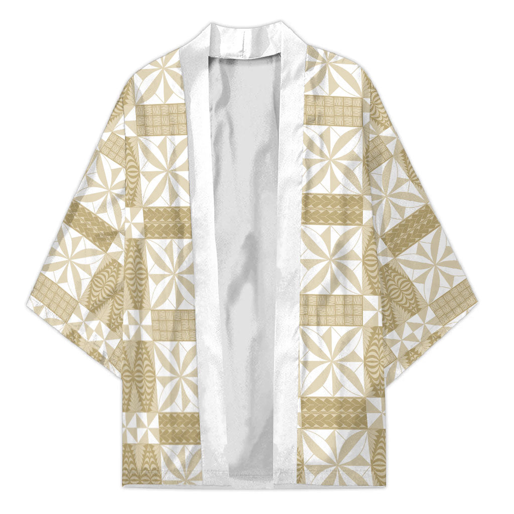 Beige Ngatu Pattern Malo e Lelei Tonga Kimono