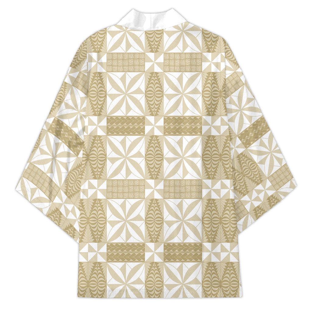 Beige Ngatu Pattern Malo e Lelei Tonga Kimono
