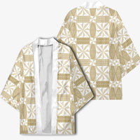 Beige Ngatu Pattern Malo e Lelei Tonga Kimono