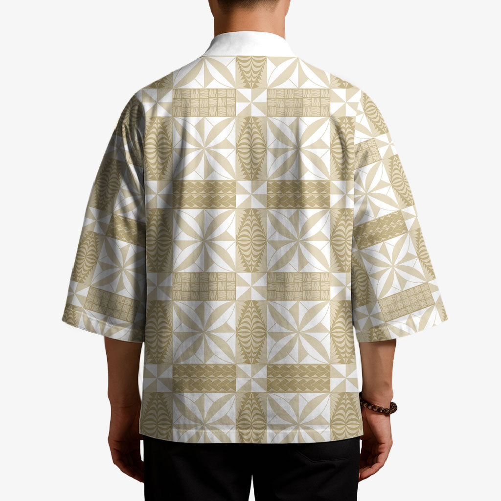 Beige Ngatu Pattern Malo e Lelei Tonga Kimono