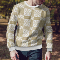Beige Ngatu Pattern Malo e Lelei Tonga Ugly Christmas Sweater