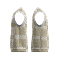 Beige Ngatu Pattern Malo e Lelei Tonga Christmas Knitted V-Neck Vest
