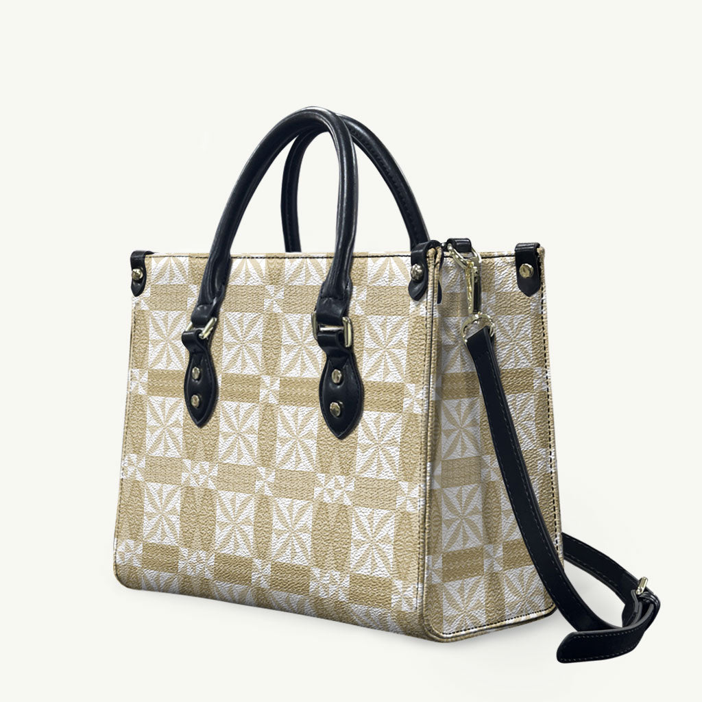 Beige Ngatu Pattern Malo e Lelei Tonga Leather Bag