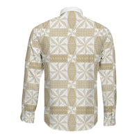 Beige Ngatu Pattern Malo e Lelei Tonga Long Sleeve Button Shirt