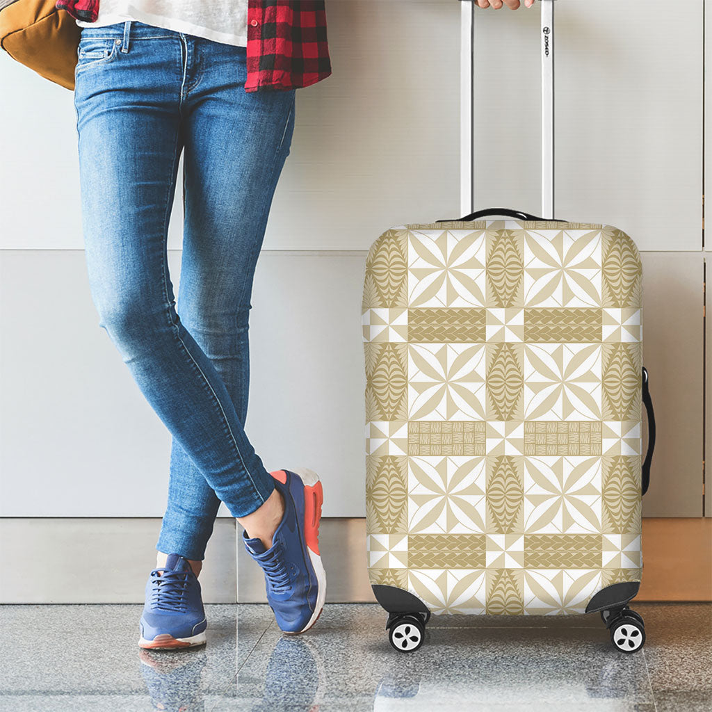 Beige Ngatu Pattern Malo e Lelei Tonga Luggage Cover