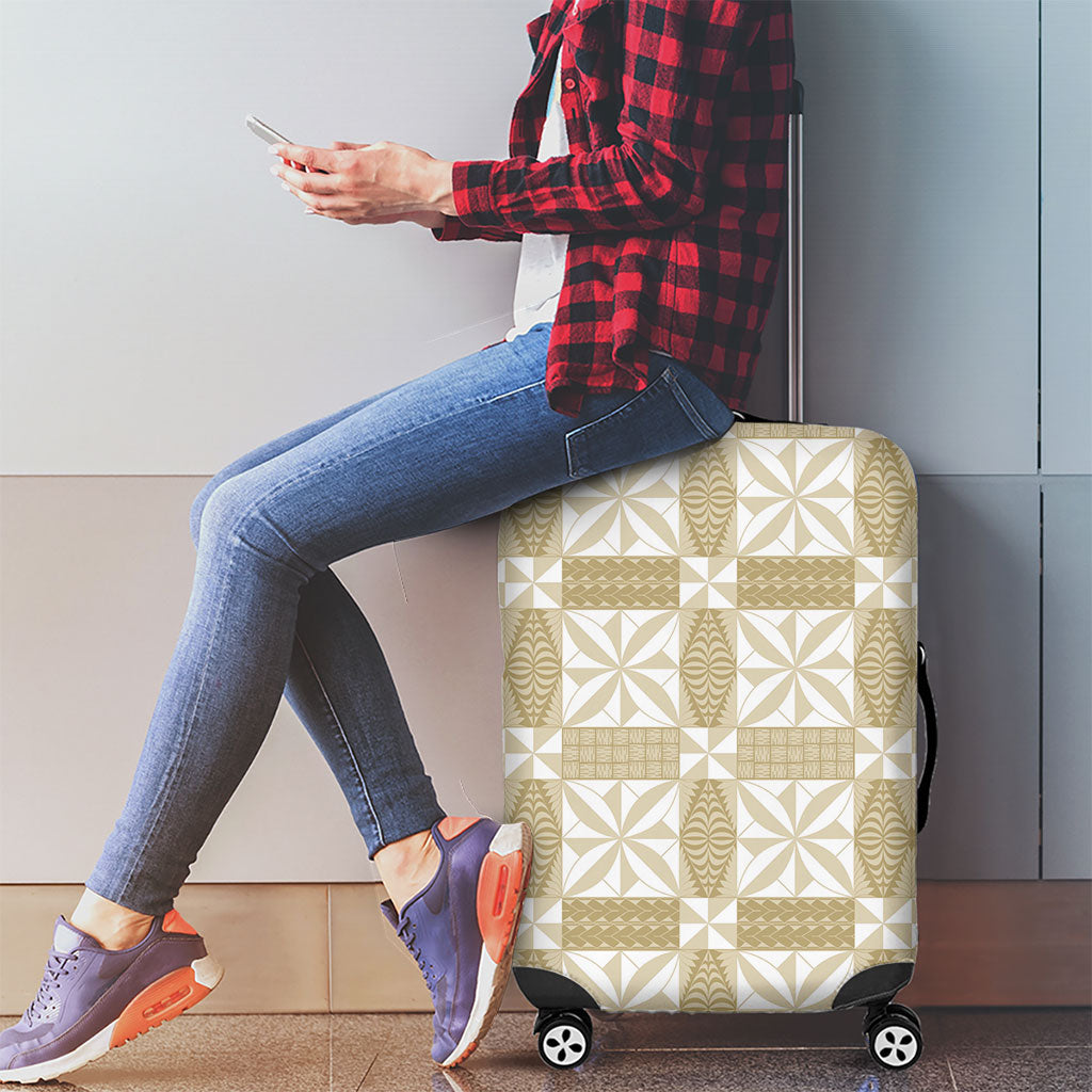 Beige Ngatu Pattern Malo e Lelei Tonga Luggage Cover