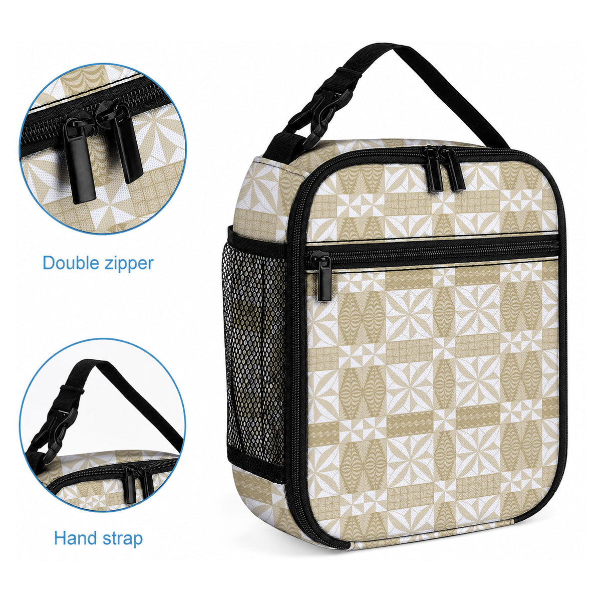 Beige Ngatu Pattern Malo e Lelei Tonga Lunch Bag