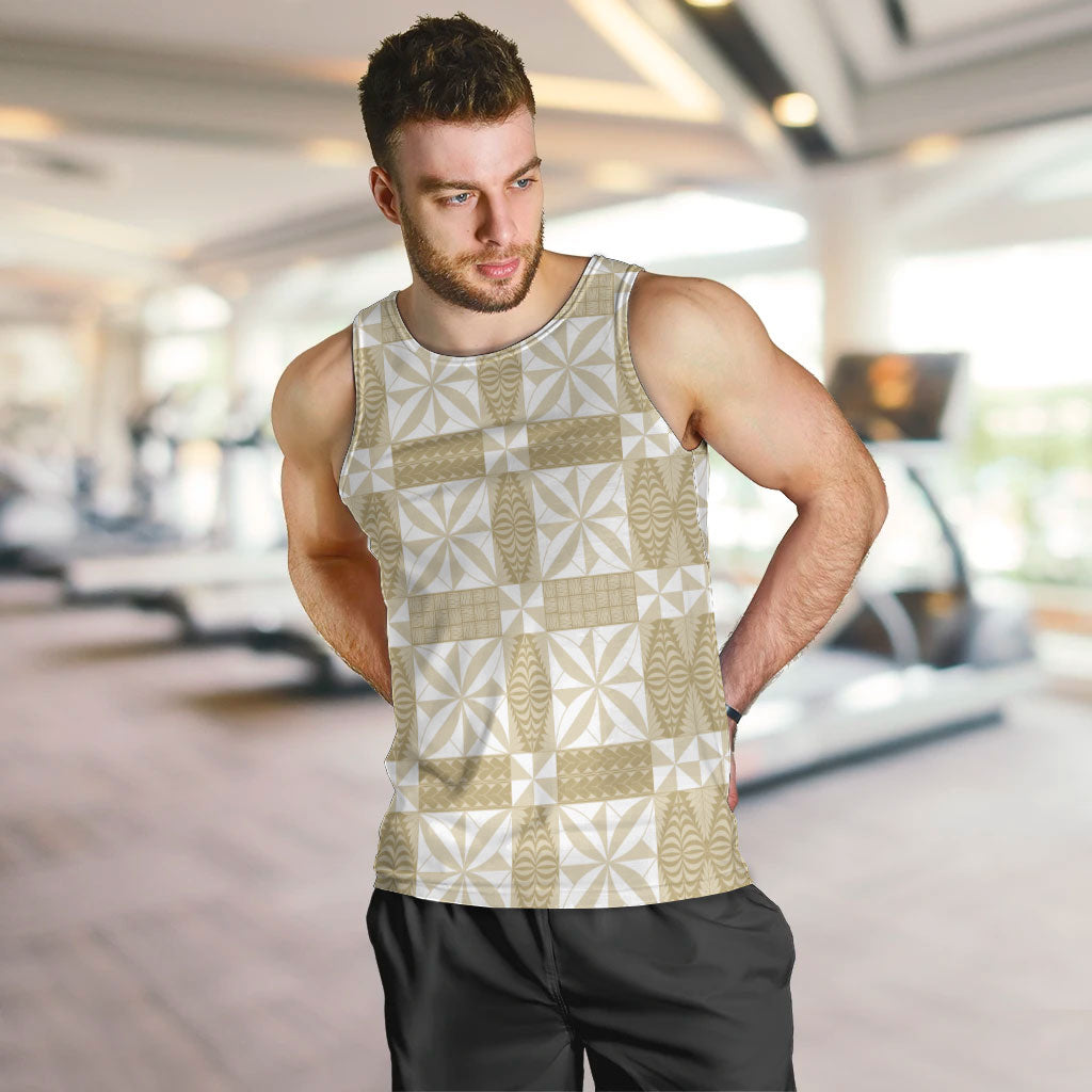 Beige Ngatu Pattern Malo e Lelei Tonga Men Tank Top