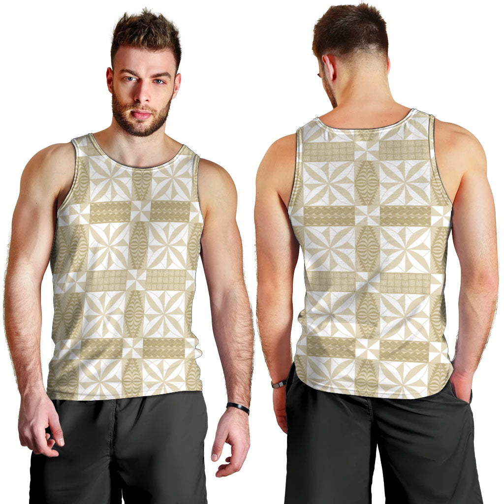 Beige Ngatu Pattern Malo e Lelei Tonga Men Tank Top