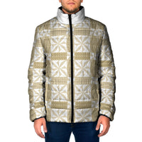 Beige Ngatu Pattern Malo e Lelei Tonga Padded Jacket