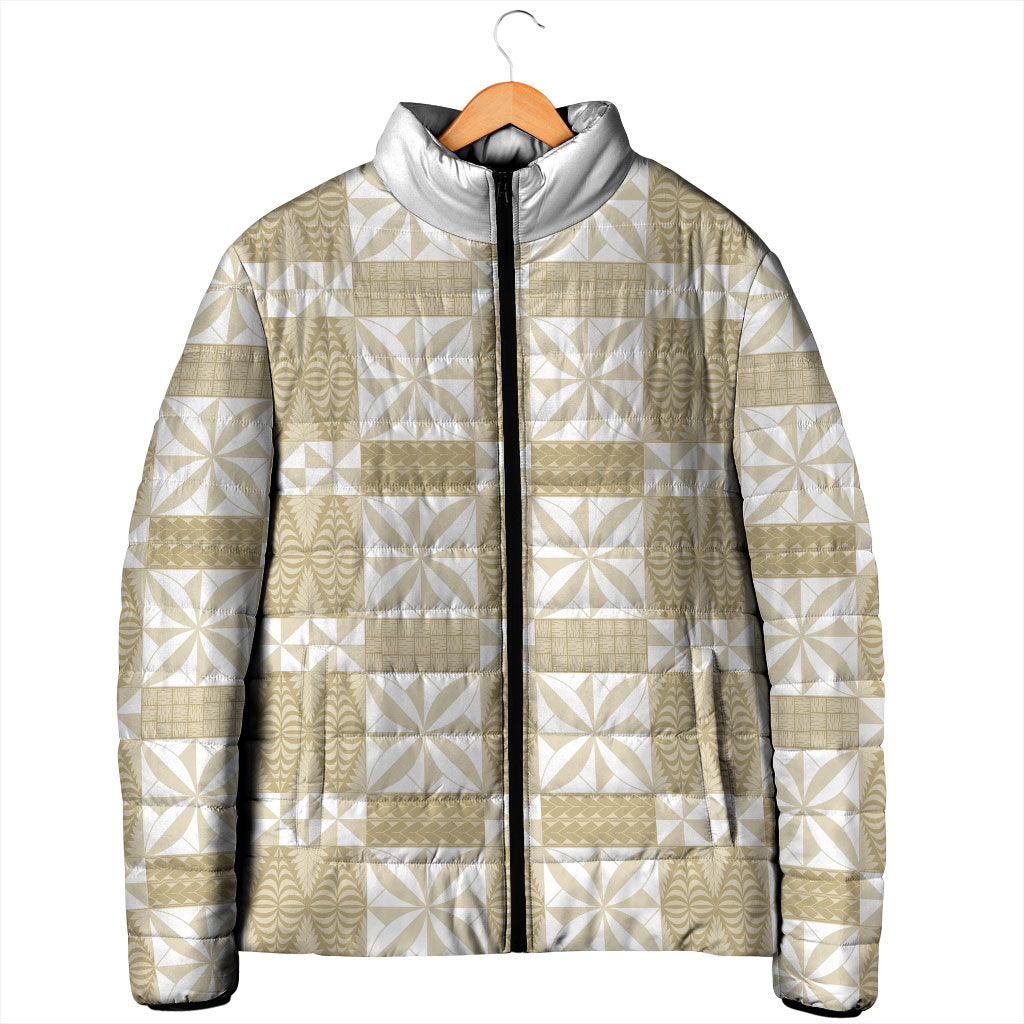 Beige Ngatu Pattern Malo e Lelei Tonga Padded Jacket