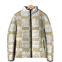 Beige Ngatu Pattern Malo e Lelei Tonga Padded Jacket