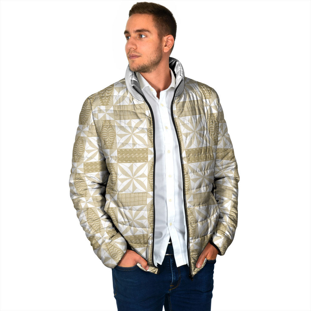 Beige Ngatu Pattern Malo e Lelei Tonga Padded Jacket