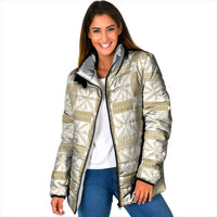 Beige Ngatu Pattern Malo e Lelei Tonga Padded Jacket