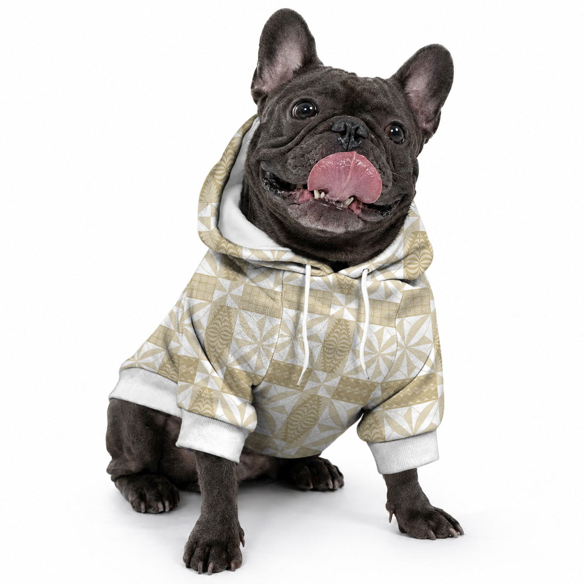 Beige Ngatu Pattern Malo e Lelei Tonga Pet Hoodie