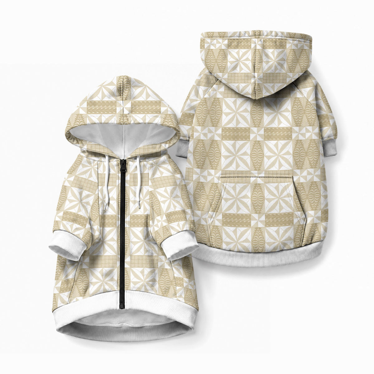 Beige Ngatu Pattern Malo e Lelei Tonga Pet Hoodie