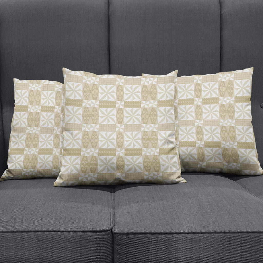 Beige Ngatu Pattern Malo e Lelei Tonga Pillow Cover