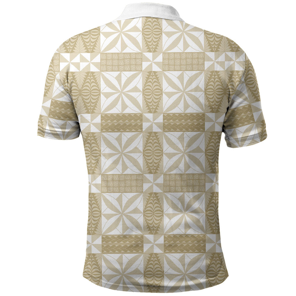 Beige Ngatu Pattern Malo e Lelei Tonga Polo Shirt