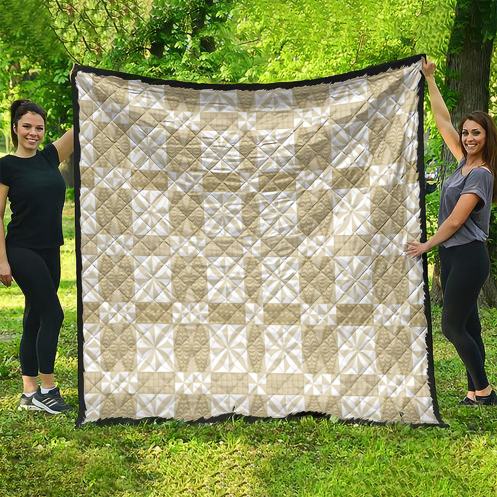 Beige Ngatu Pattern Malo e Lelei Tonga Quilt