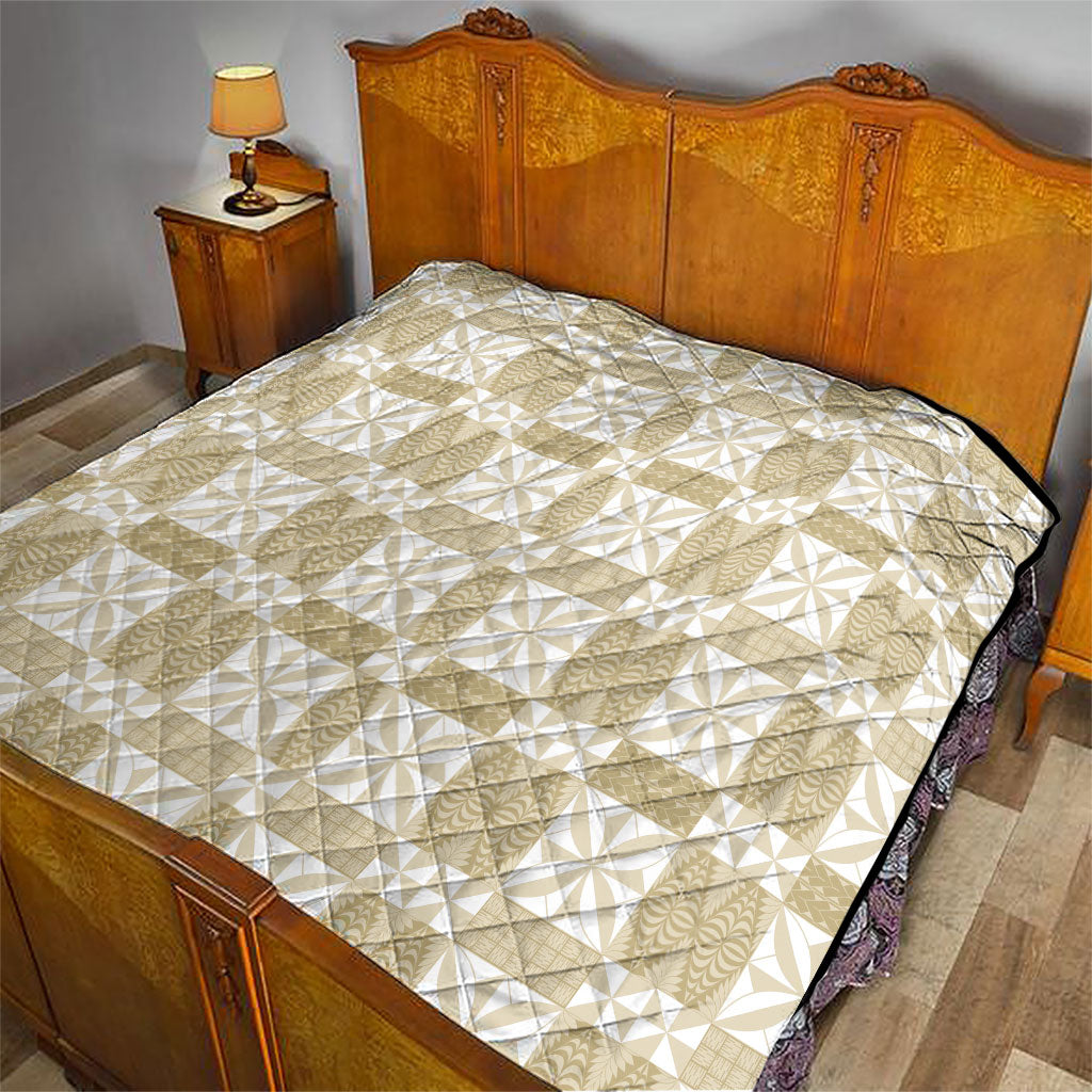 Beige Ngatu Pattern Malo e Lelei Tonga Quilt