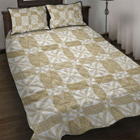 Beige Ngatu Pattern Malo e Lelei Tonga Quilt Bed Set