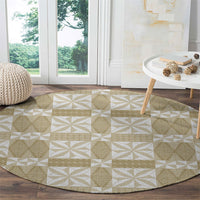 Beige Ngatu Pattern Malo e Lelei Tonga Round Carpet